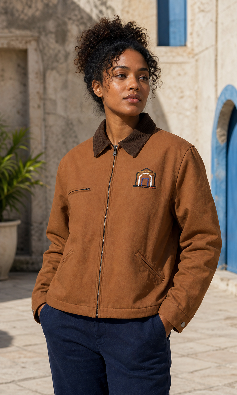 Model wearing the Atelier Lakou Duck Jacket