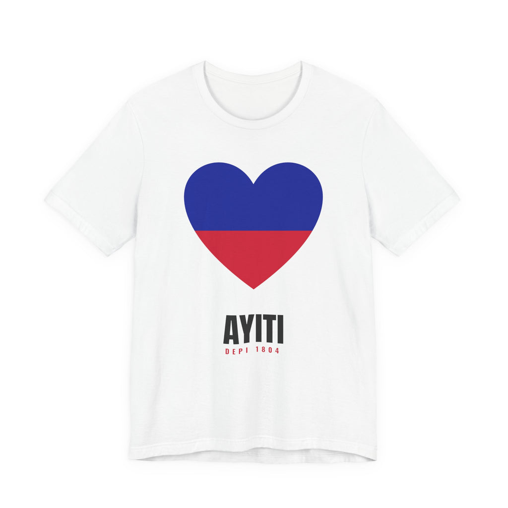 Haiti Flag Heart Tee — White