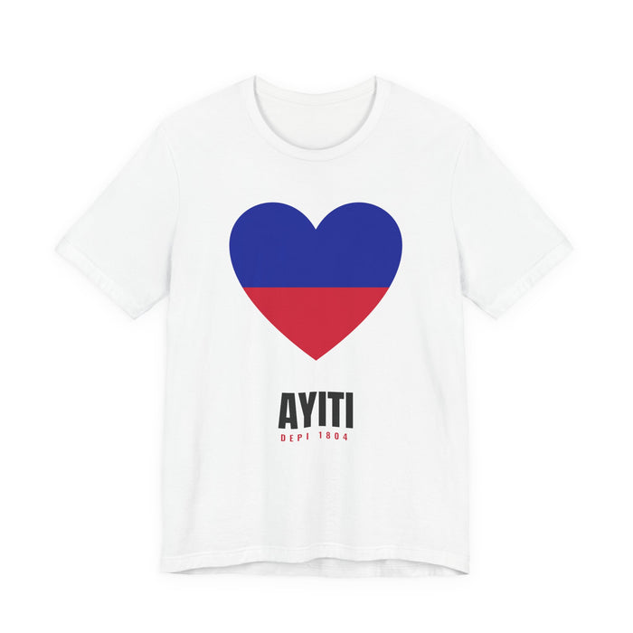 Haiti Flag Heart Tee — White