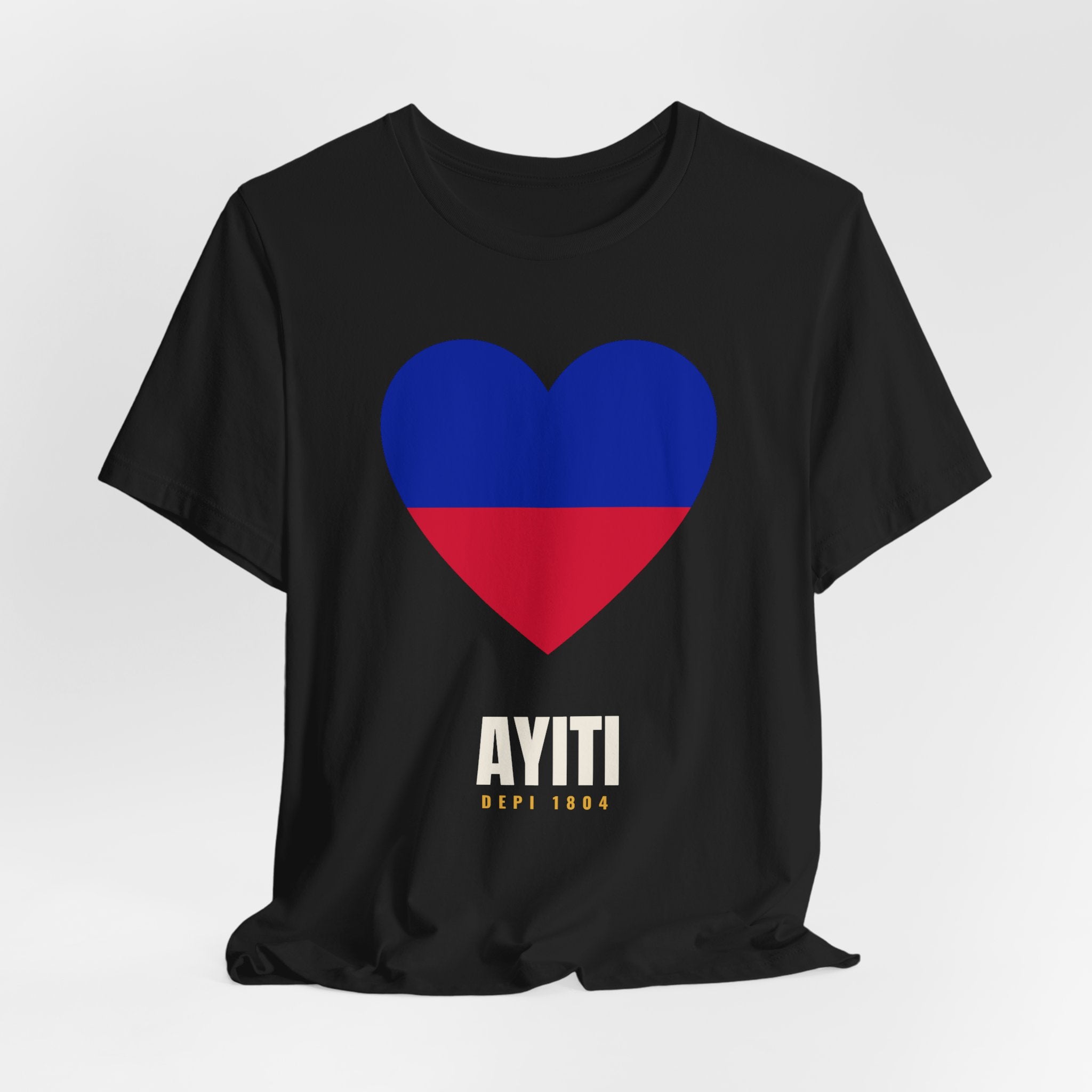 Haiti Flag Heart Tee — Black