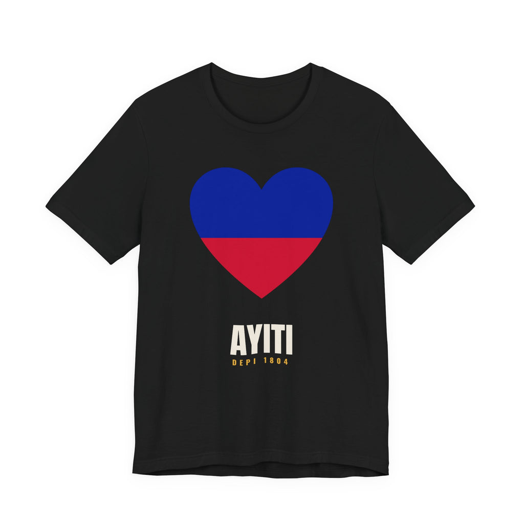 Haiti Flag Heart Tee — Black