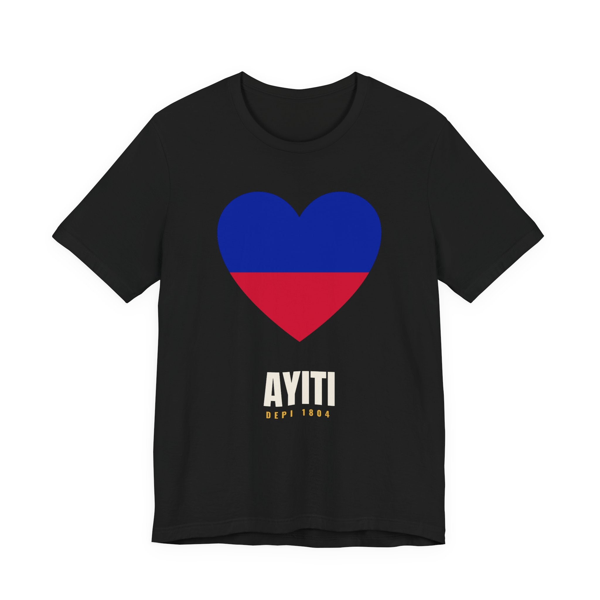 Haiti Flag Heart Tee — Black