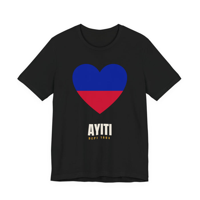 Haiti Flag Heart Tee — Black
